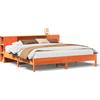 vidaXL Letto in legno massiccio con ripiano senza materasso Wax brown 200x200 cm