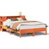 vidaXL Letto in legno massiccio con ripiano senza materasso Wax brown 135x190 cm