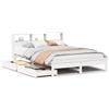 vidaXL Letto in legno massiccio con ripiano senza materasso Bianco 135x190 cm Pino