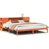 vidaXL Letto in legno massiccio con ripiano senza materasso Wax brown 200x200 cm