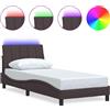 vidaXL Struttura letto senza materasso "Hanko" marrone scuro 90x190 cm in tessuto