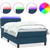 vidaXL Letto boxspring con materasso e LED blu scuro 80x210 cm velluto