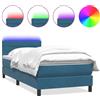 vidaXL Letto a molle con materasso e LED blu scuro 80x220 cm in velluto