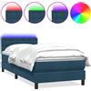 vidaXL Letto boxspring con materasso e LED blu scuro 80x210 cm velluto