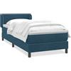vidaXL Letto a molle con materasso blu scuro 80x210 cm in velluto