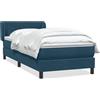 vidaXL Letto a molle con materasso blu scuro 80x210 cm in velluto