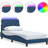 vidaXL Struttura letto con LED senza materasso Blu 80x200 cm tessuto