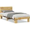 vidaXL Letto in legno massiccio con testiera senza materasso 75x190 cm in legno di quercia