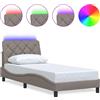 vidaXL Struttura letto con LED senza materasso Taupe 80x200 cm tessuto