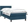 vidaXL Letto a molle con materasso blu scuro 80x210 cm in velluto