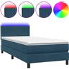 vidaXL Letto boxspring con materasso e LED blu scuro 80x210 cm velluto