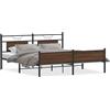 vidaXL Letto in metallo senza materasso effetto rovere marrone 160x200 cm
