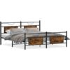 vidaXL Letto in metallo senza materasso rovere fumé 160x200 cm
