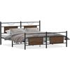 vidaXL Letto in metallo senza materasso effetto rovere marrone 160x200 cm