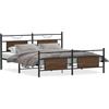 vidaXL Letto in metallo senza materasso effetto rovere marrone 180x200 cm