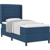 vidaXL Letto matrimoniale con rete a molle e cuscini, con testiera, blu, 190 x 90 cm, rivestito in tessuto