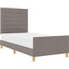 vidaXL Struttura letto con testiera in tessuto taupe 90 x 200 cm