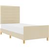 vidaXL Struttura letto con testiera crema 90 x 200 cm in tessuto