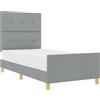 vidaXL Struttura letto con testiera grigio chiaro 90 x 190 cm in tessuto