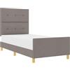 vidaXL Struttura letto con testiera in tessuto taupe 90 x 190 cm