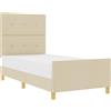 vidaXL Struttura letto con testiera crema 90 x 190 cm in tessuto