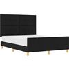vidaXL Letto matrimoniale con cuscini e testiera, colore nero, 160 x 200 cm, rivestito in tessuto