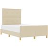 vidaXL Struttura letto con testiera crema 120 x 200 cm in tessuto