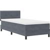 vidaXL Letto matrimoniale con box e testiera imbottita, colore grigio scuro, dimensioni 100 x 200 cm, rivestito in velluto