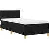 vidaXL Letto boxspring a LED vidaXL con testiera, nero, 90 x 190 cm, tessuto