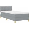 vidaXL Letto boxspring a LED vidaXL con testiera, grigio chiaro, 90 x 200 cm, tessuto