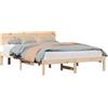 vidaXL Struttura letto con testiera naturale 150 x 200 cm in legno di pino massiccio