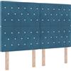 vidaXL Testiera a LED con strisce luminose a LED blu scuro 144 cm in velluto