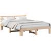 vidaXL Struttura letto con testiera naturale 150 x 200 cm in legno di pino massiccio