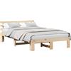 vidaXL Struttura letto con testiera naturale 120 x 190 cm in legno di pino massiccio