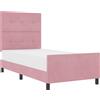 vidaXL Letto a molle con testiera rosa 90 x 190 cm in velluto