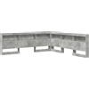 vidaXL Testata con ripiano in cemento grigio 200 cm Materiale a base di legno