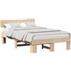 vidaXL Struttura letto con testiera naturale 120 x 200 cm in legno di pino massiccio
