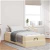 vidaXL Letto matrimoniale con materasso, 2 pezzi, colore crema, rivestito in tessuto