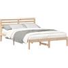 vidaXL Struttura letto con testiera marrone 140 x 210 cm in legno di pino massiccio