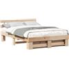 vidaXL Struttura letto con testiera marrone 150 x 200 cm in legno di pino massiccio