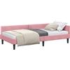 vidaXL Struttura letto ad angolo con testiera rosa 90 cm x 190 cm in velluto