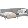 vidaXL Letto angolare grigio chiaro 90 cm x 200 cm Tessuto e compensato