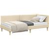 vidaXL Letto angolare Crema 90 cm x 200 cm Tessuto e compensato