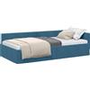 vidaXL Struttura letto ad angolo con testiera blu 90 cm x 200 cm in velluto