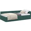 vidaXL Struttura letto ad angolo con testiera verde scuro 100 cm x 200 cm in velluto