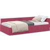 vidaXL Struttura letto ad angolo con testiera rosso vino 100 cm x 200 cm in velluto