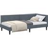 vidaXL Struttura letto ad angolo con testiera grigio scuro 90 cm x 190 cm in velluto