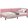 vidaXL Struttura letto ad angolo con testiera rosa 90 cm x 190 cm in velluto