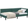 vidaXL Struttura letto ad angolo con testiera verde scuro 90 cm x 200 cm in velluto