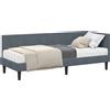 vidaXL Struttura letto angolare con materasso e testiera, 2 pezzi, grigio, tessuto velluto